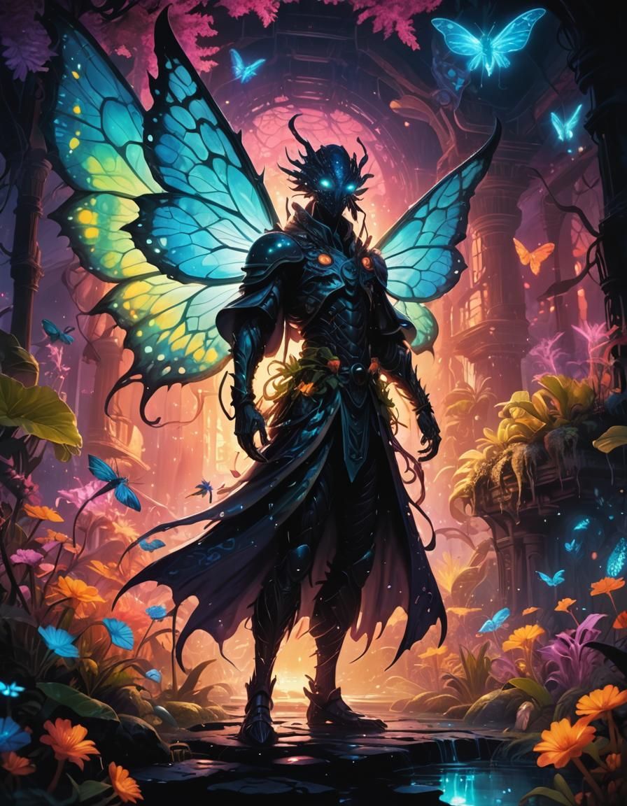 Bioluminescent Alien in Extraterrestrial Swamp: Manga Artwor...