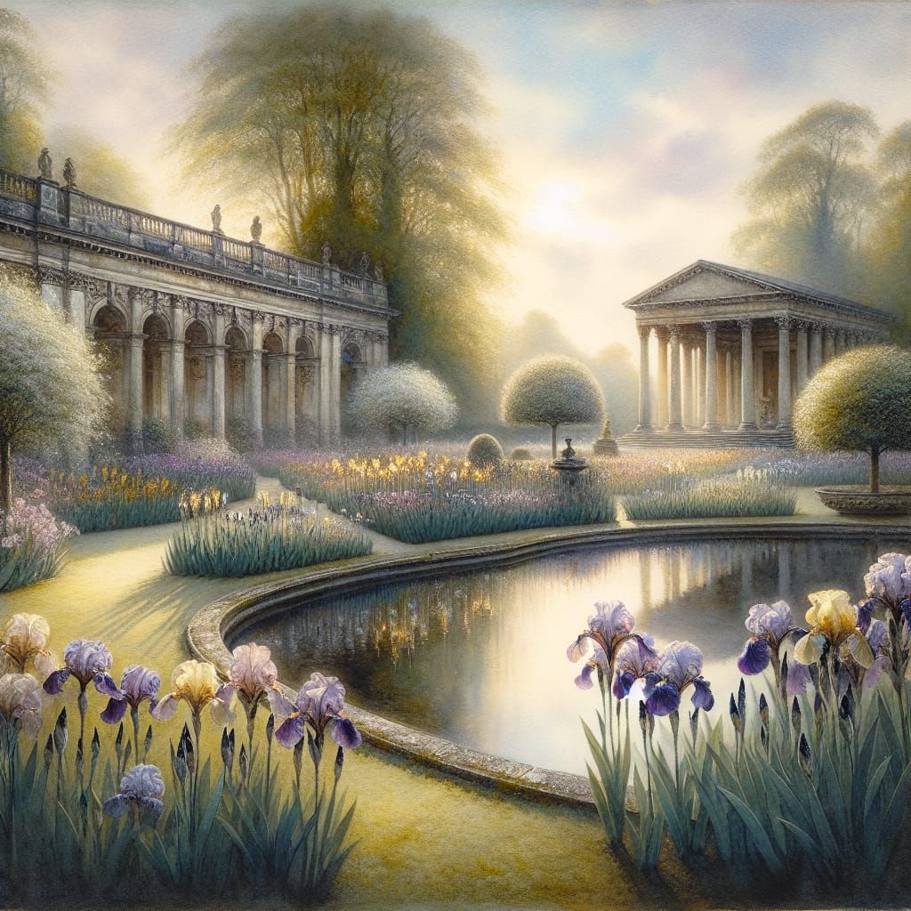 Palladian Garden in Soft Watercolour