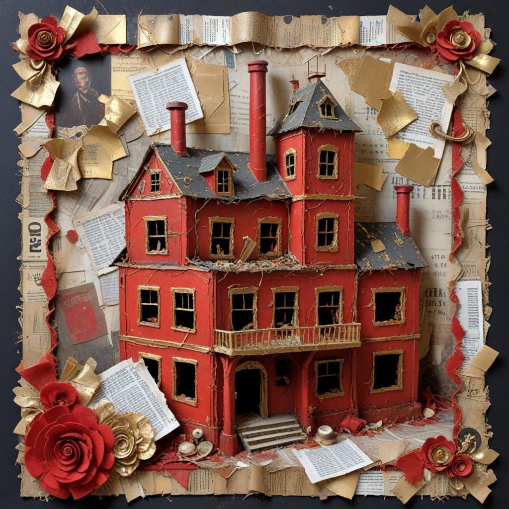 Abandoned Toy Factory in Warm, Vibrant Oil Paint Style