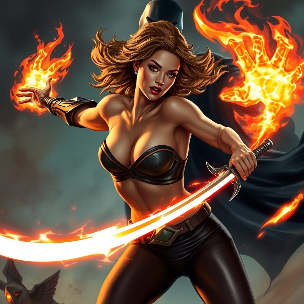 Dramatic Action Scene with Elemental and Blade