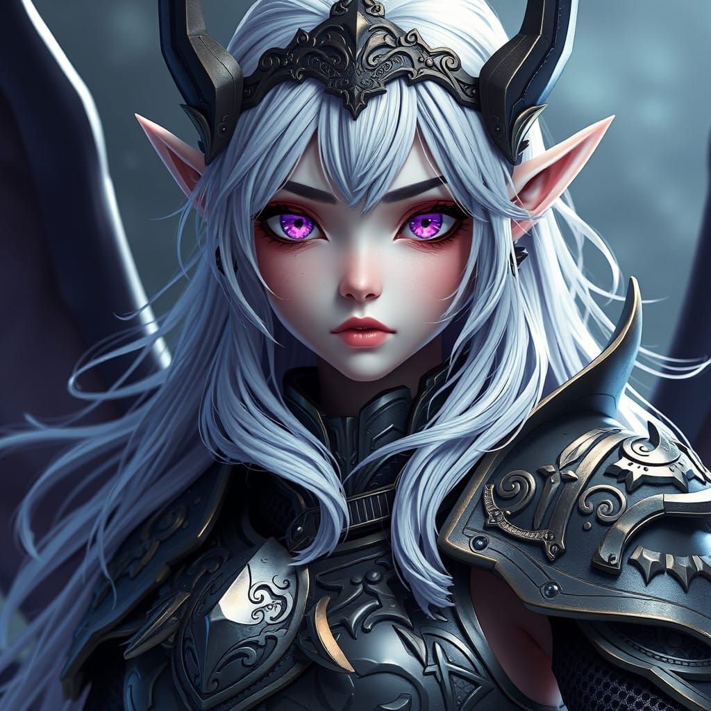 Ethereal Dark Elf Maiden in Ornate Armor