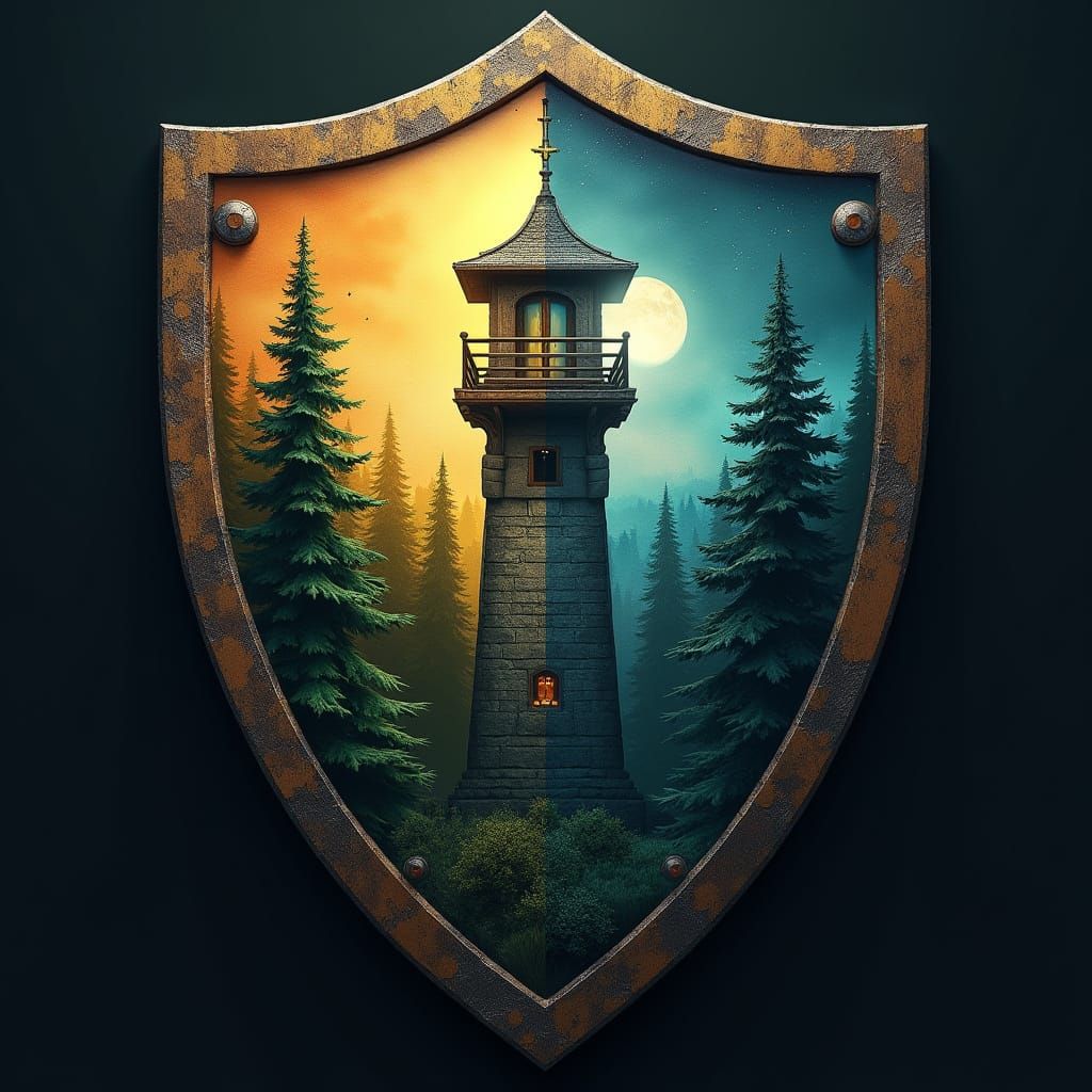 Majestic Shield Watchtower in Dusk Dawn Aesthetic