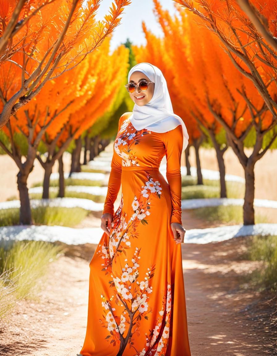 Psychedelic Portrait of Middle Eastern Woman in Hijab
