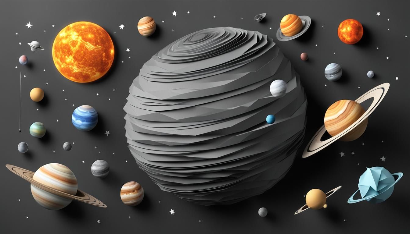 Origami Solar System Papercraft in 8K Resolution