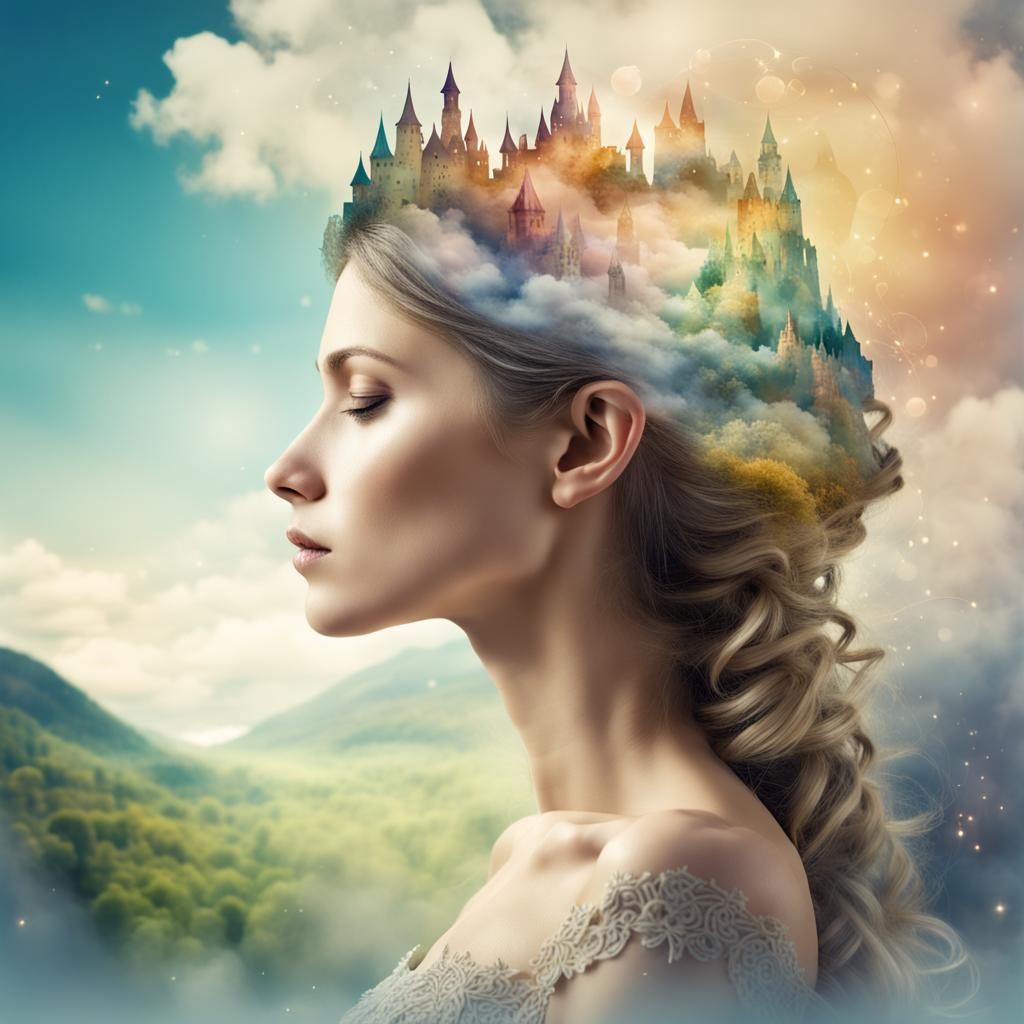 Elven Princess Fairy Kingdom Double Exposure