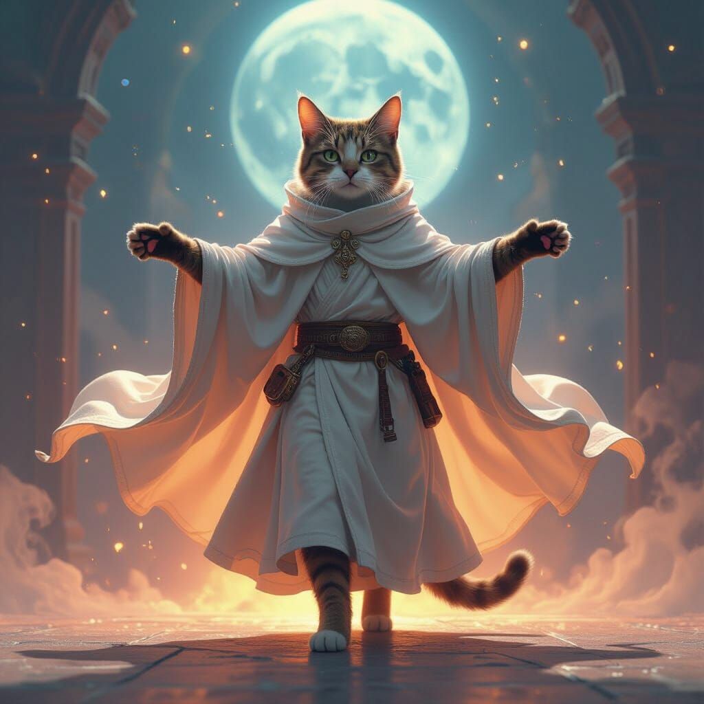 Mystical Cat Transcending Reality in Digital Art