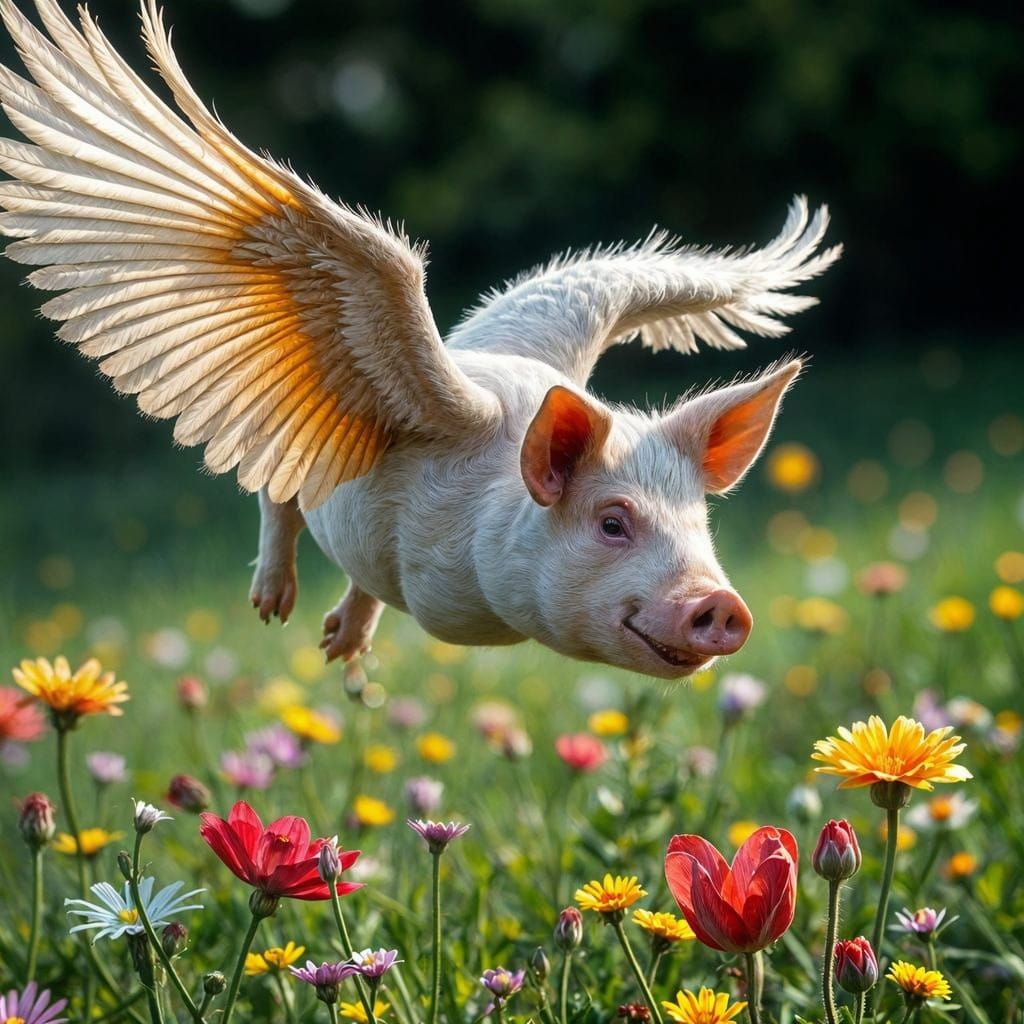 Majestic Flying Pig soars through the Air