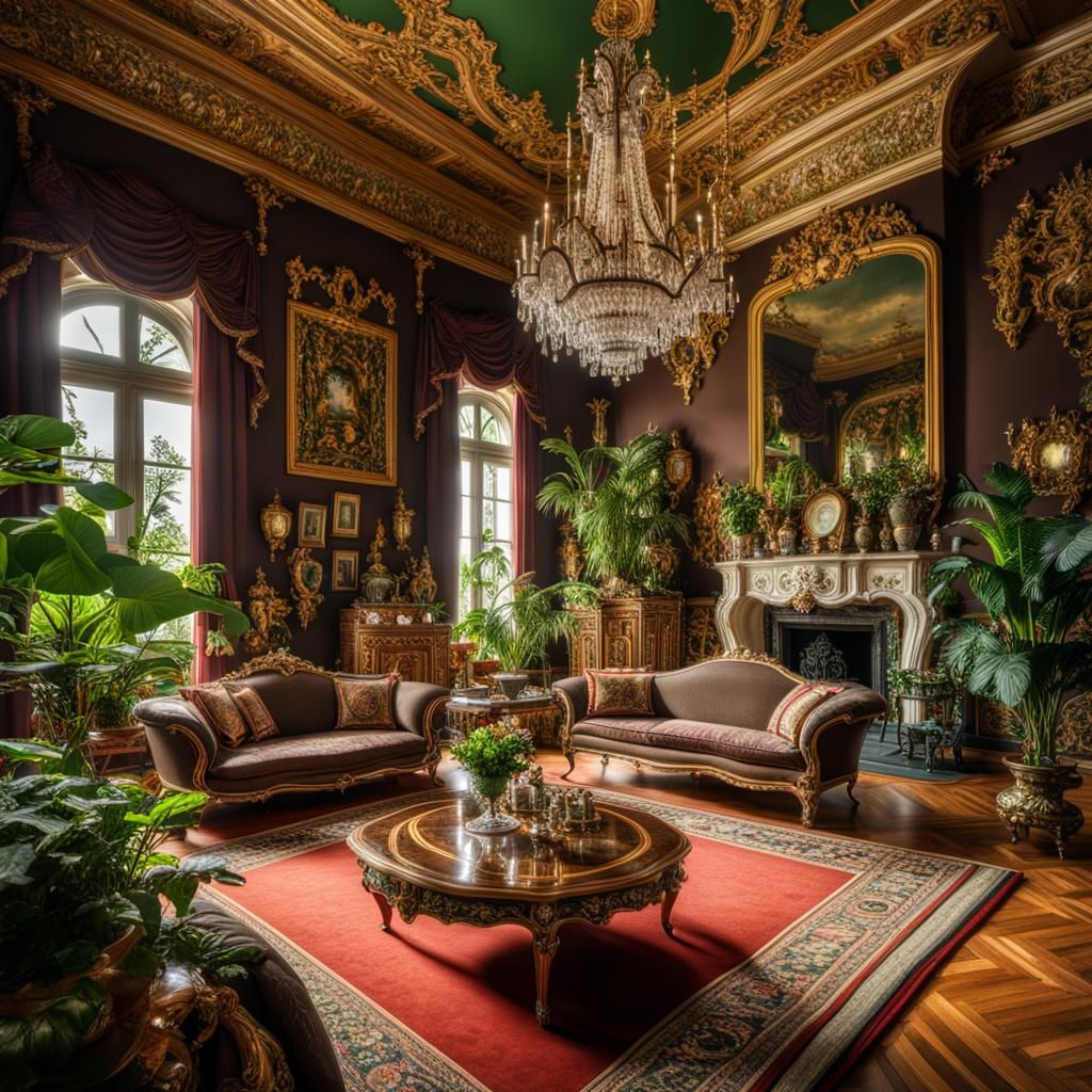 Extravagant Rococo Living Room in Maximalist Interior Design