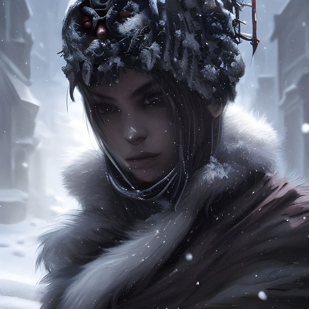 Ornate Portrait of a Christmas Assassin in Art Nouveau Style