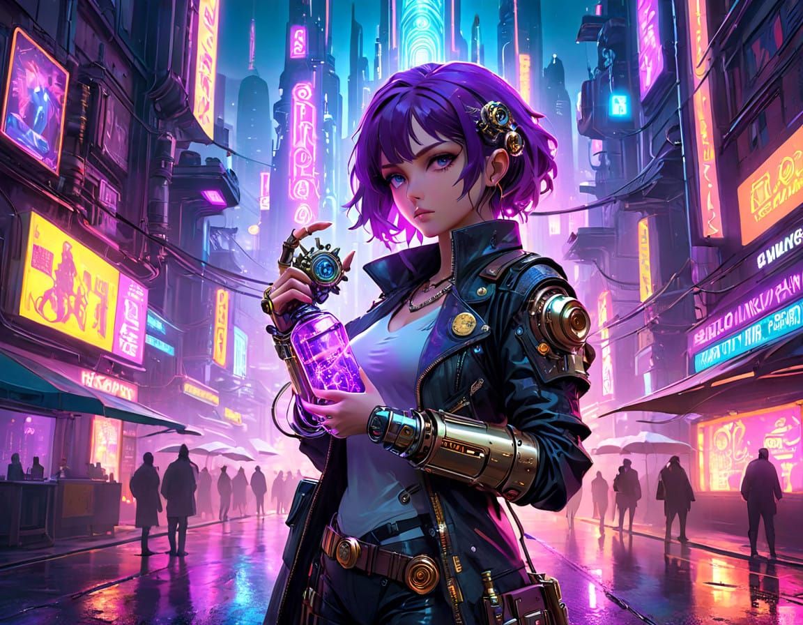 Cyberpunk Mad Scientist with Steampunk Prosthetic