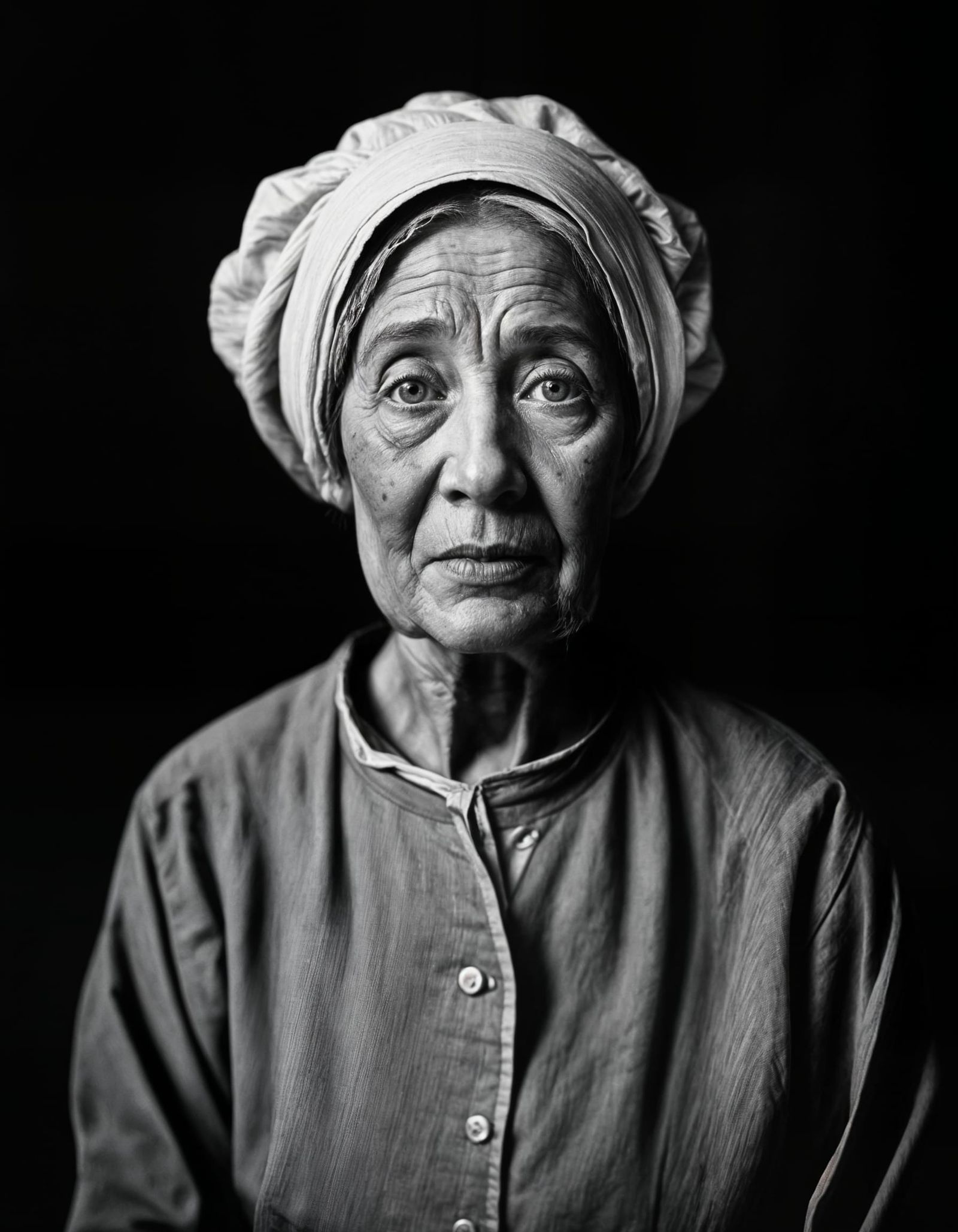 Dust Bowl Woman: Monochrome Portrait in Sugimoto Style