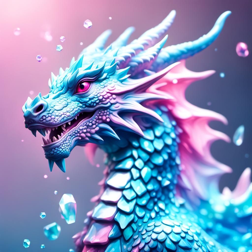 Pastel Crystal Dragon in Hyperrealistic Style