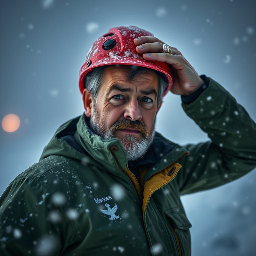 Geologist Braving Snowstorm in Professional Photography