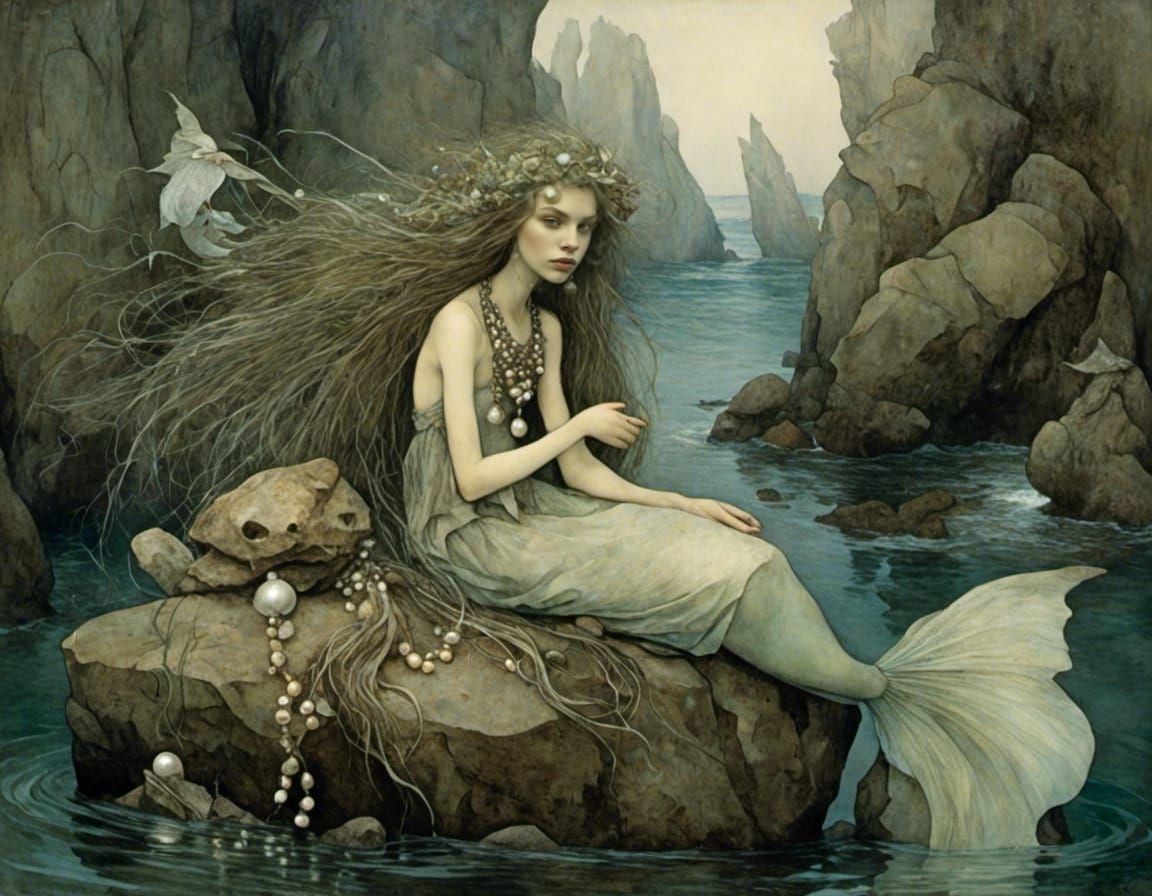 a mermaid and her pearls