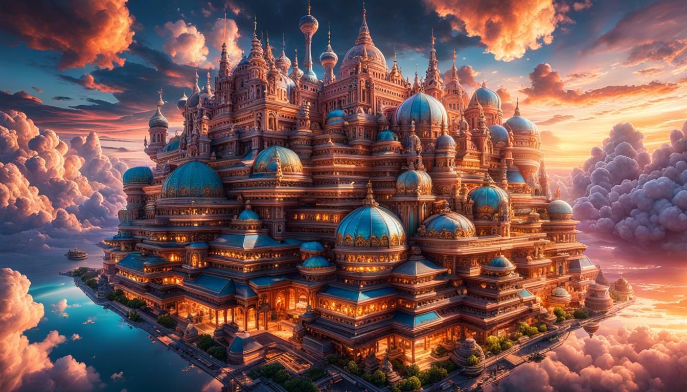 Bioharmonescent Cloudscape with Floating City