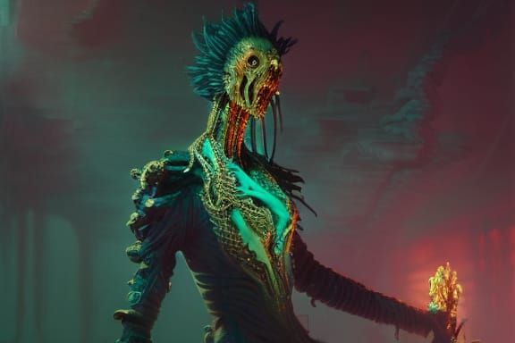 Disfigured Mutant in Wedding Dress: Cyberpunk Horror