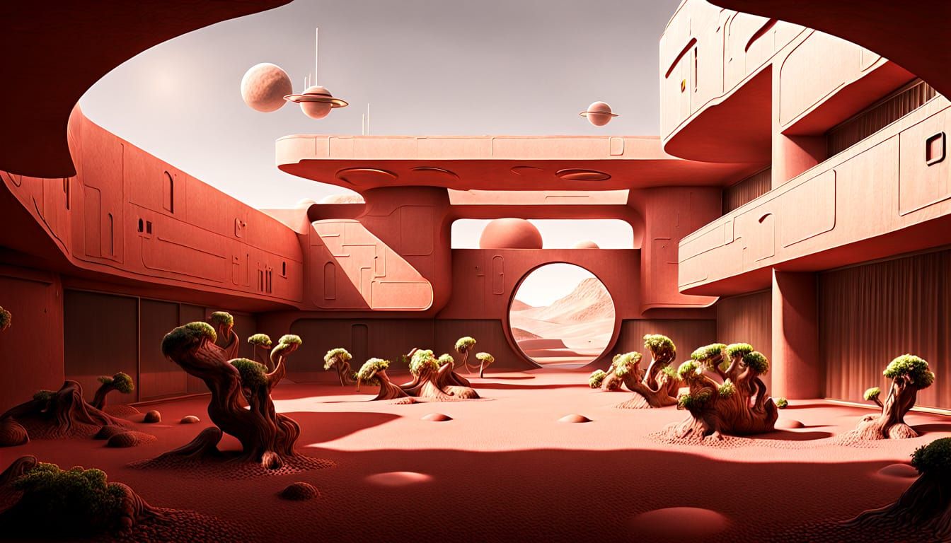 Red Planet Courtyard Scene