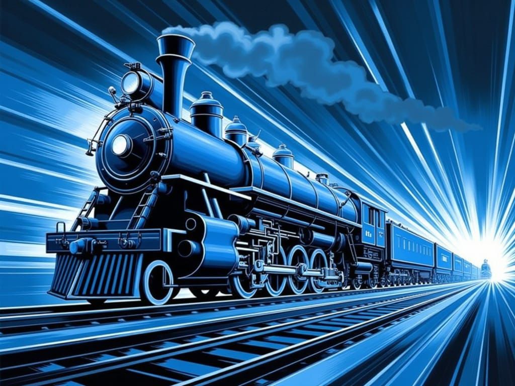 Art Deco Poster of Progress with Streamline Train