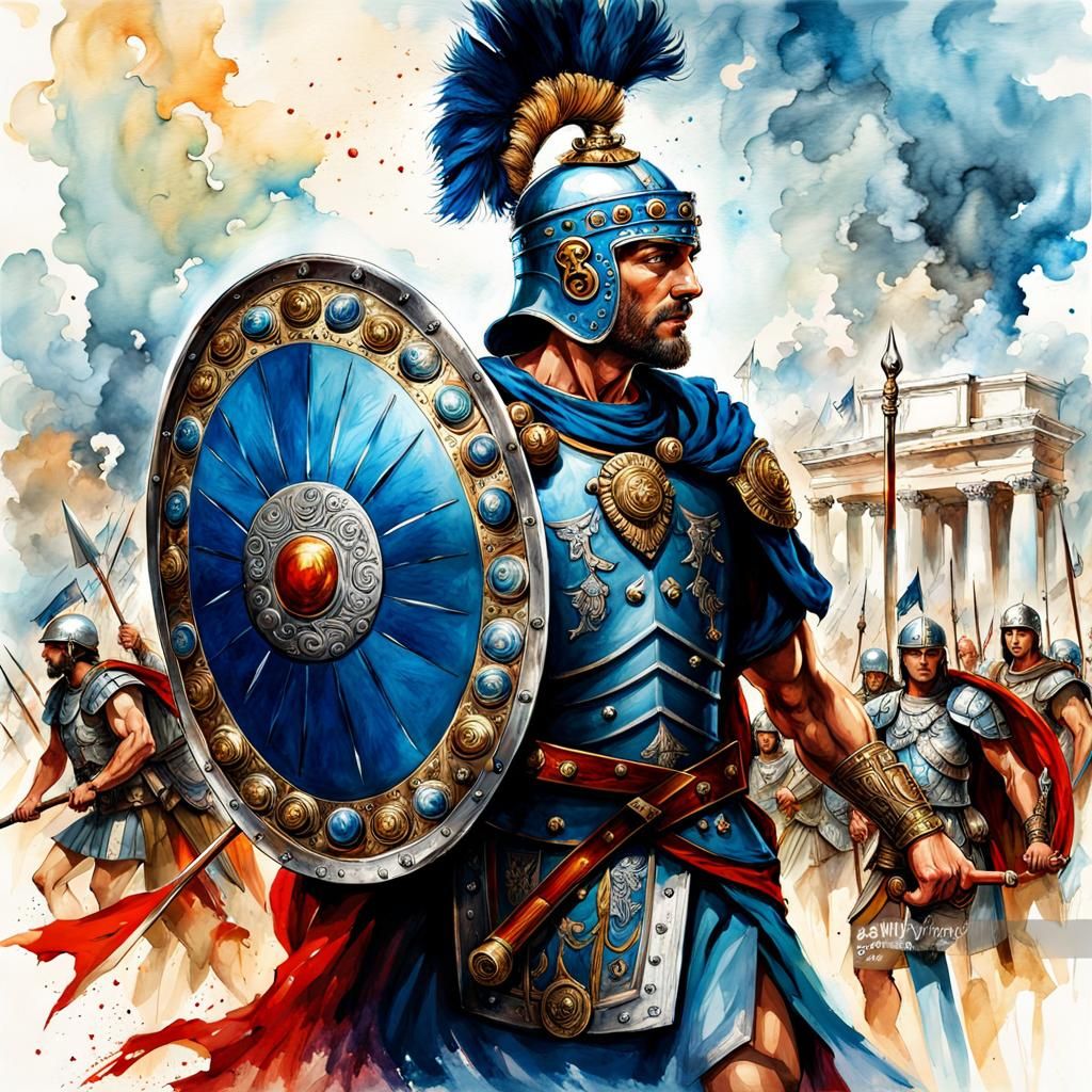 Roman Legionary with Shield on Battlefield