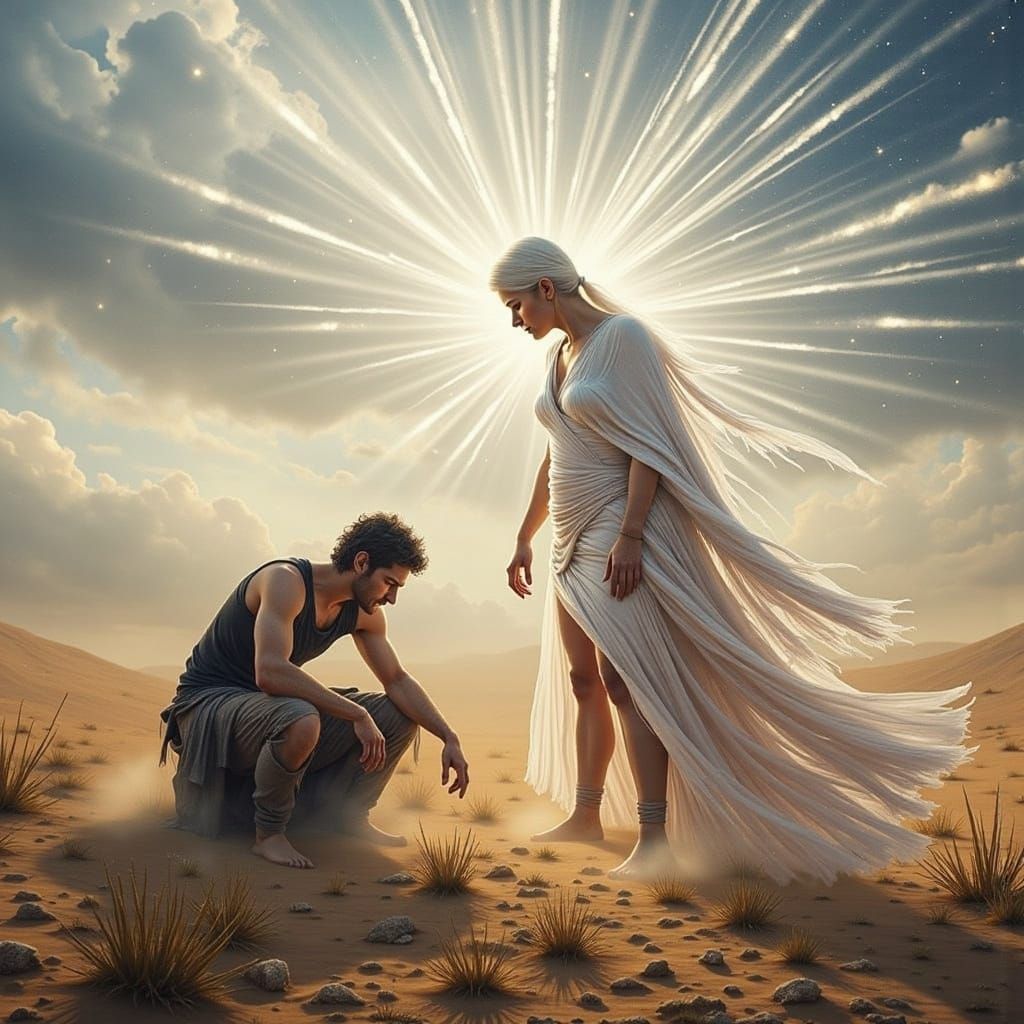 Surreal Desert Vision of Divine Encounter