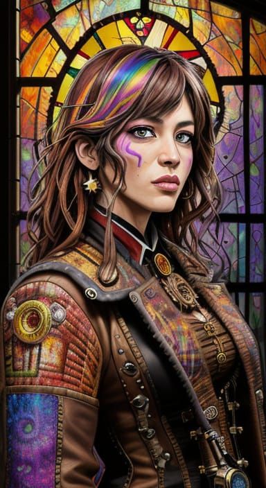 Steampunk Mariachi in Vibrant Sunset Abandoned Warehouse