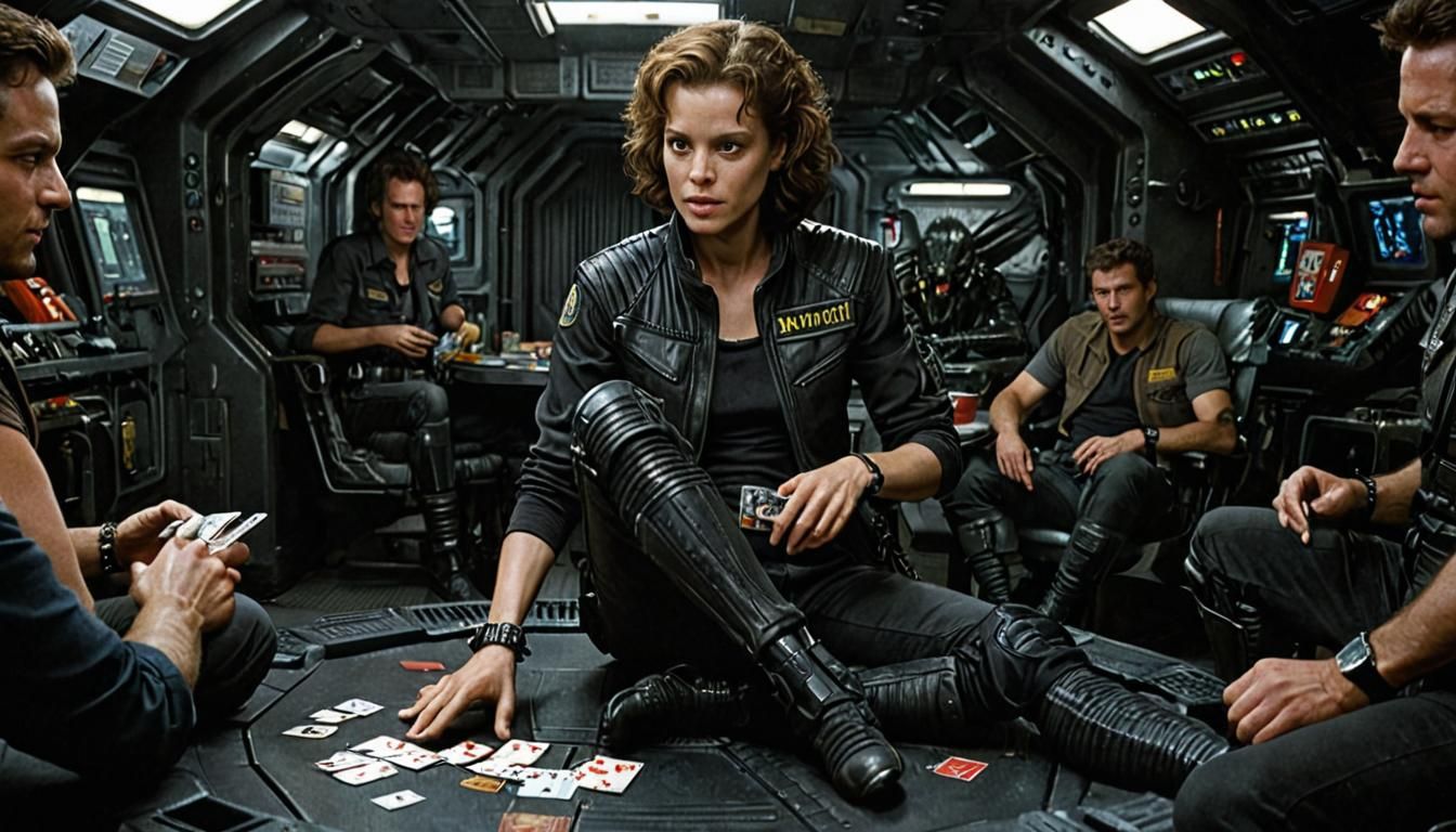 Ripley and Xenomorph Play Cards on Nostromo