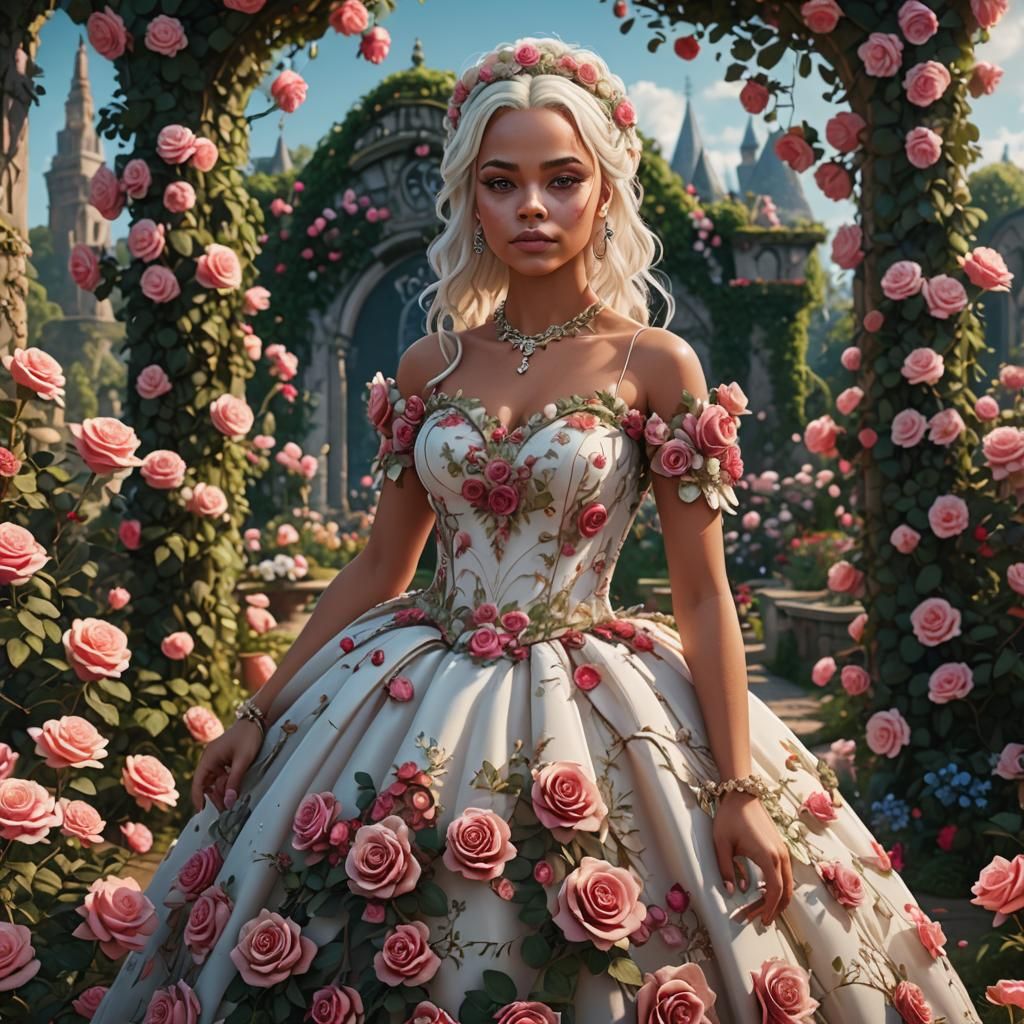 Liv Morgan in Wedding Dress in Rose Garden