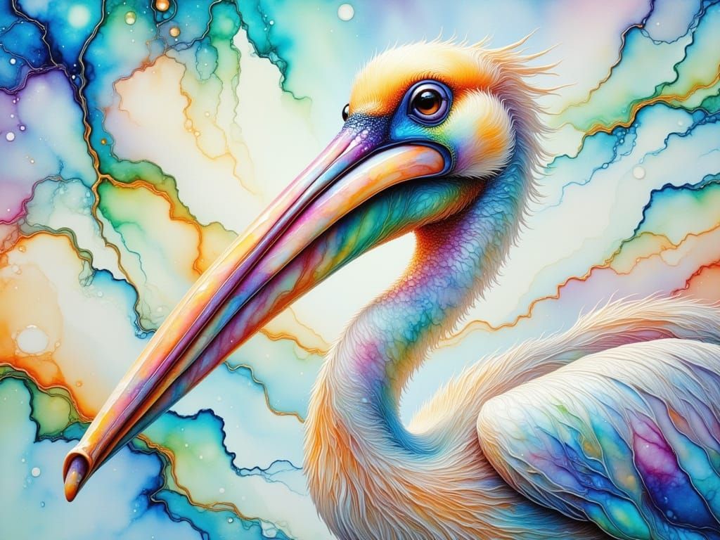 Surreal Bird in Soft Blue Sky with Clouds