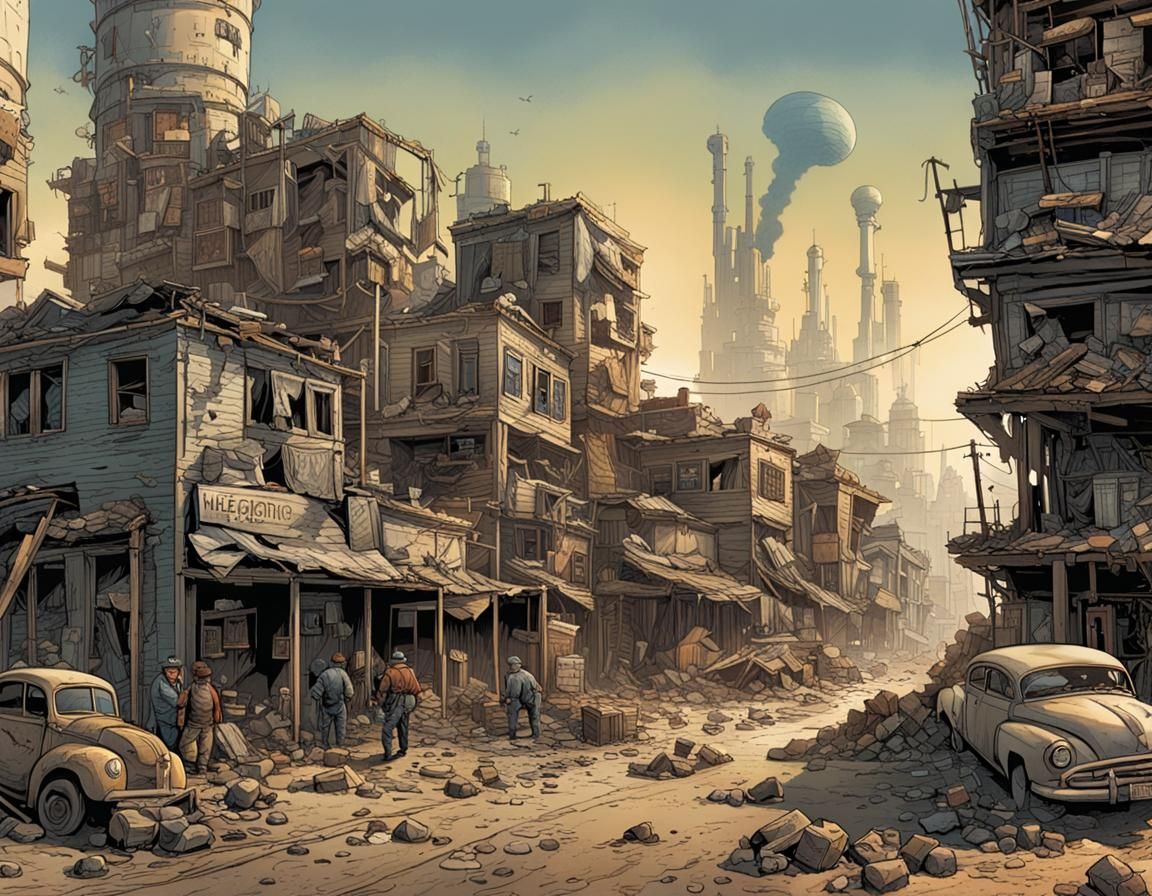 Megaton Cityscape in Post-Apocalyptic Comic Art