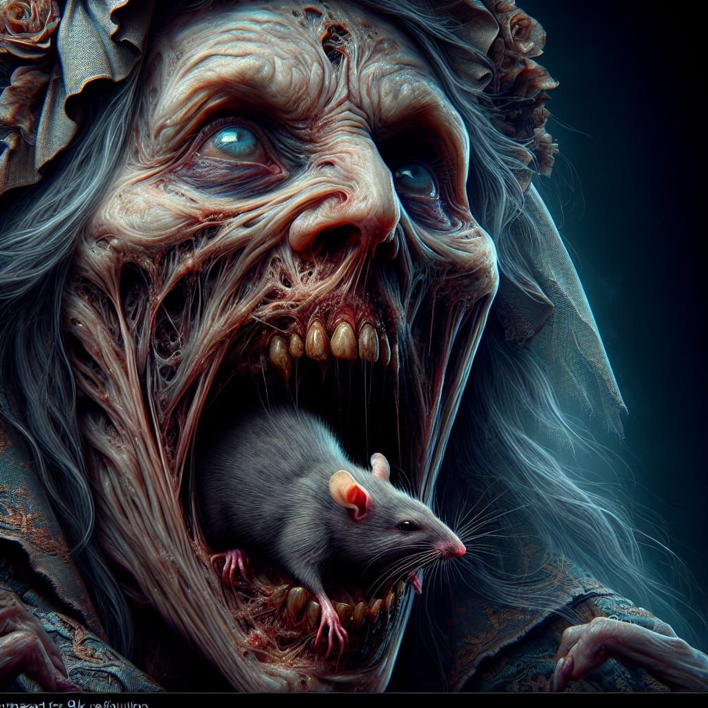 Elderly Woman Transformed into Chilling Creature of the Maca...