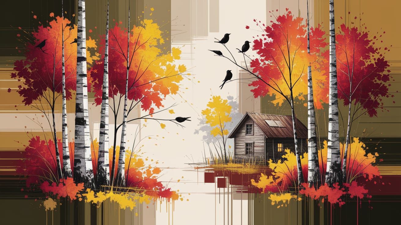 Autumn Forest in Impressionistic Style