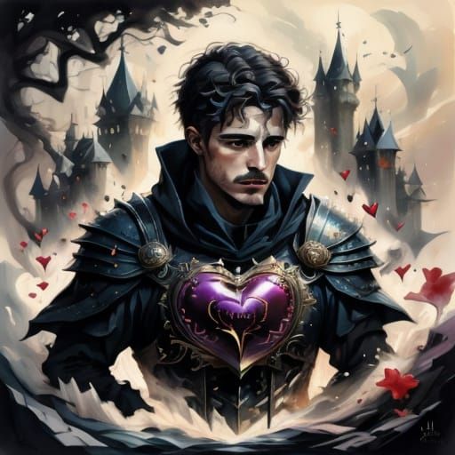 Courtly Love: Knight, Intricate Man, Hearts, Pastel