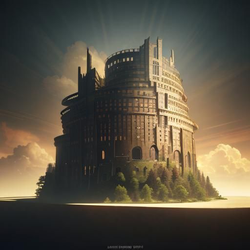 Photorealistic Tower of Babel Pop-Up Book