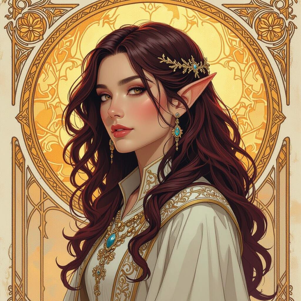 Aasimar Cleric Portrait in Frazetta Style