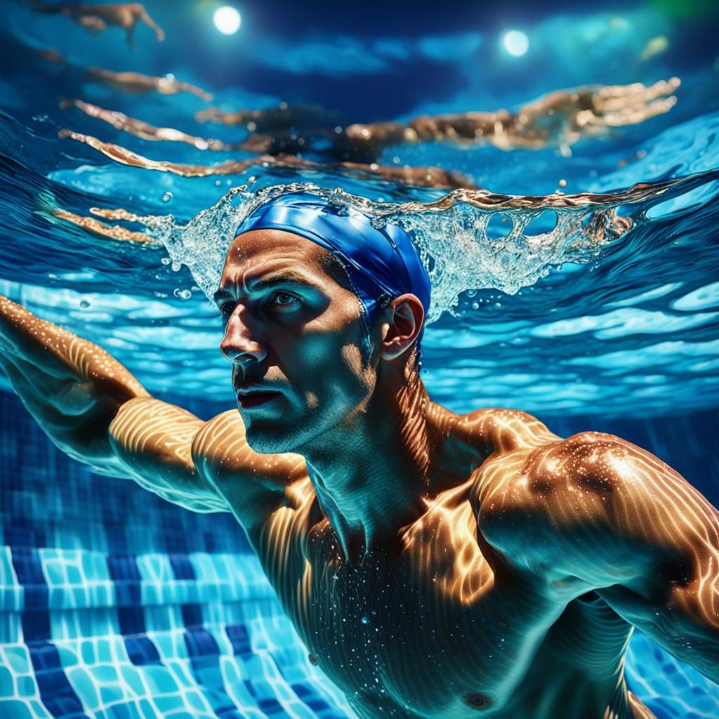 Dynamic Para-swimmer in Hyper-realistic Digital Art