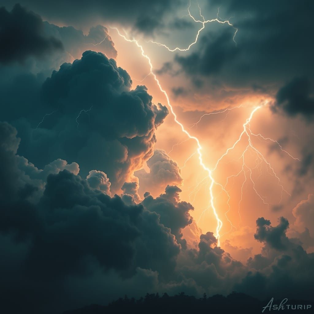 Clashing Thunderstorms in Futuristic Apocalyptic Style