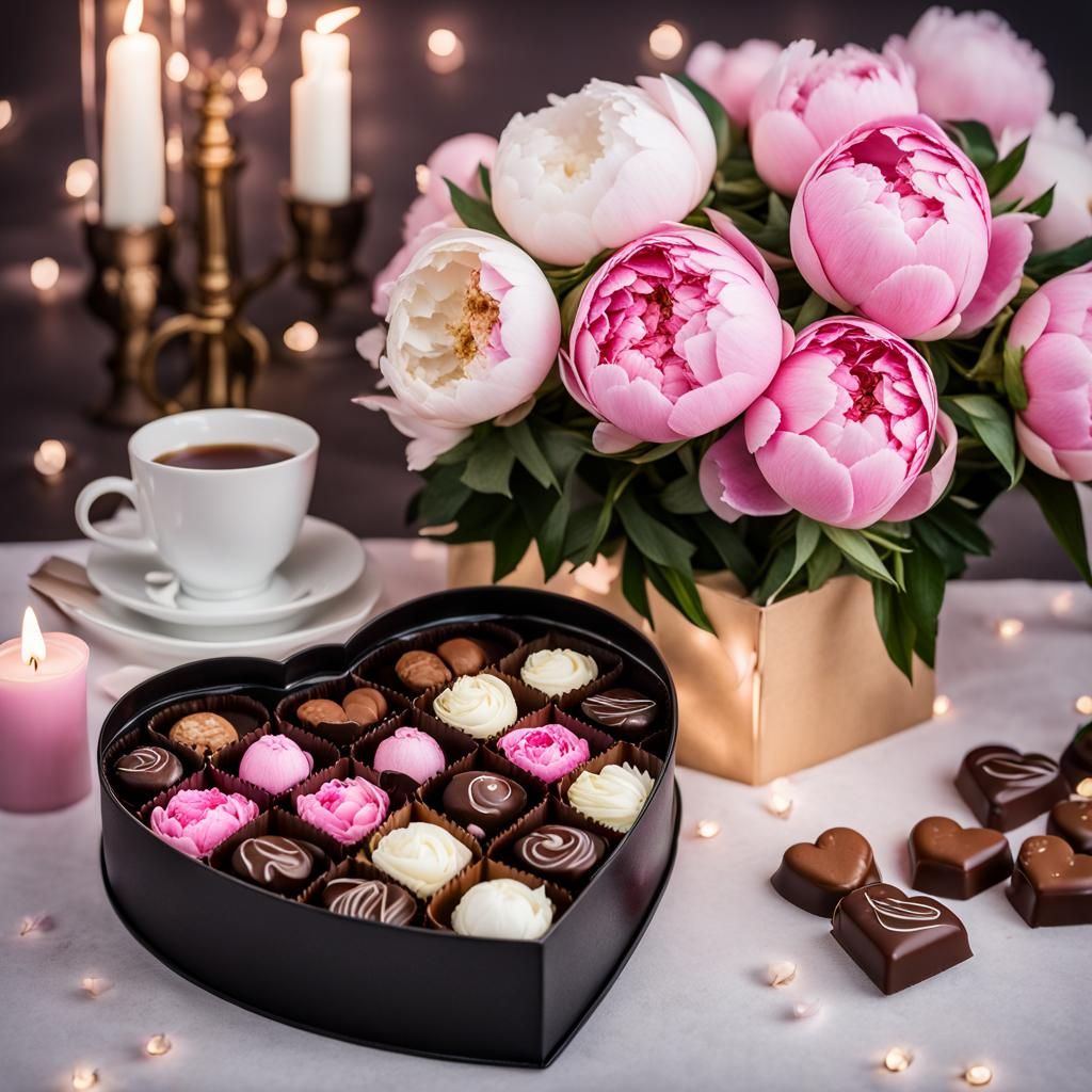 Peonies and Chocolates in Volumetric Lighting