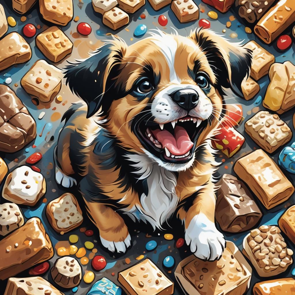 Cartoon Puppy Growling in Comic Book Style