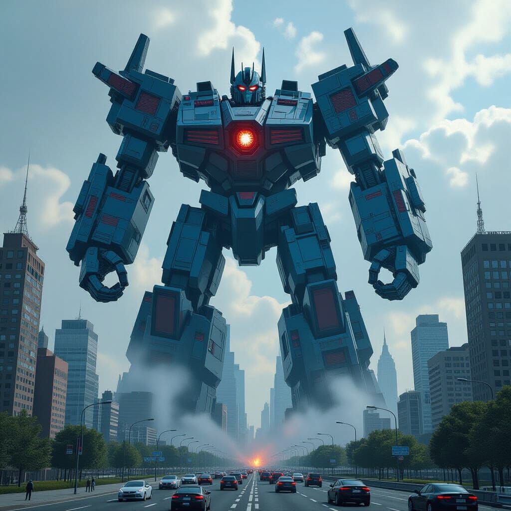 Colossal Unicron Wreaks Havoc in Dystopian Metropolis