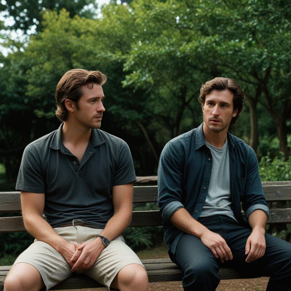 Two Friends Bask in Intimate Silence on a Park Bench