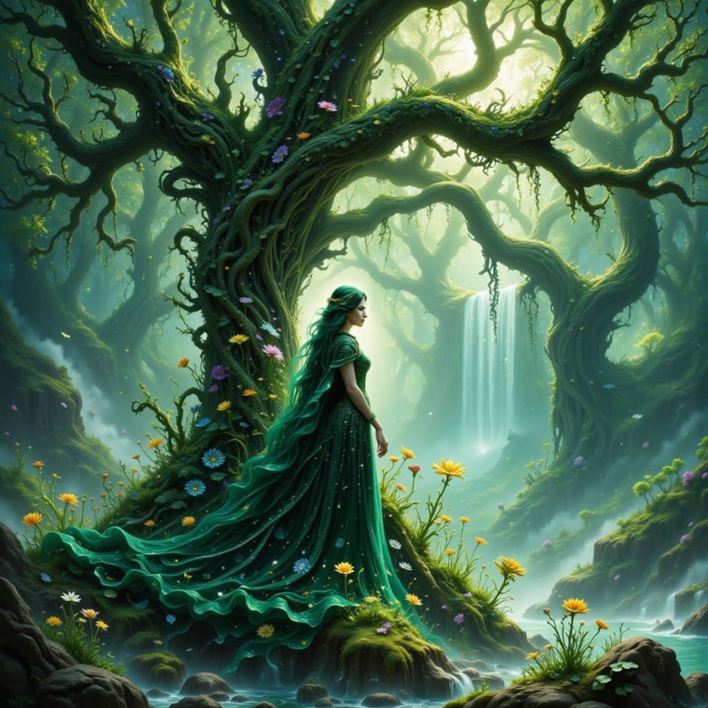 Dryad Guardian of the Ancient Oak in Digital Painting