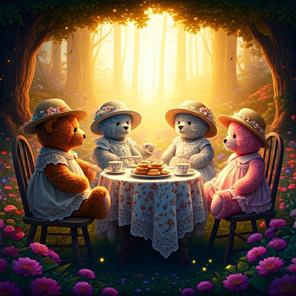 Teddy Bears' Tea Party in Magical Forest