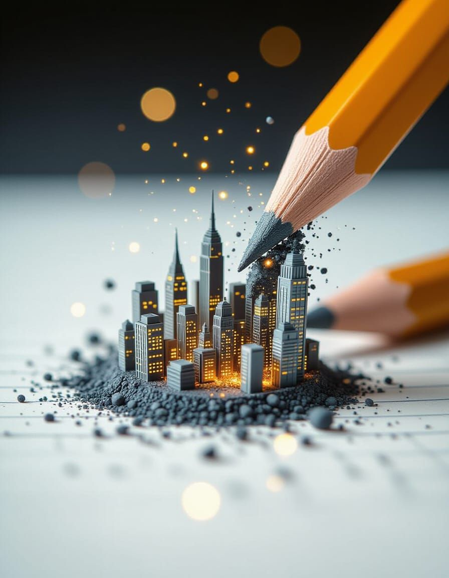 Pencil Reveals Miniature Graphite Cityscape