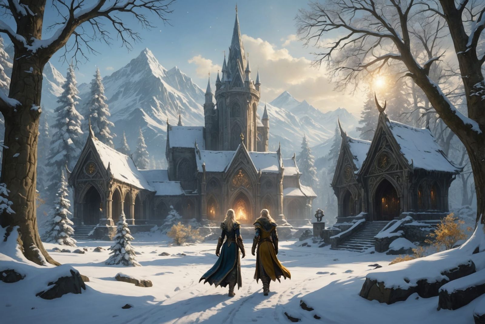 Snow Elves in Ancient Glory: Hyperrealistic Digital Art