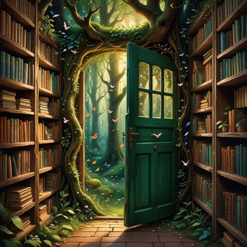 Magical Forest Portal Hidden in Bookshelf