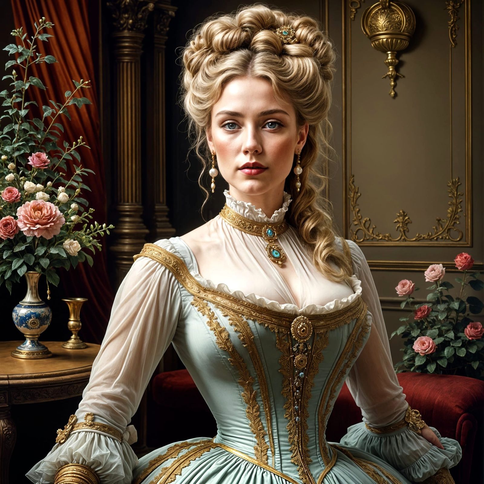 Sensual Victorian Beauty in Elegant Gown