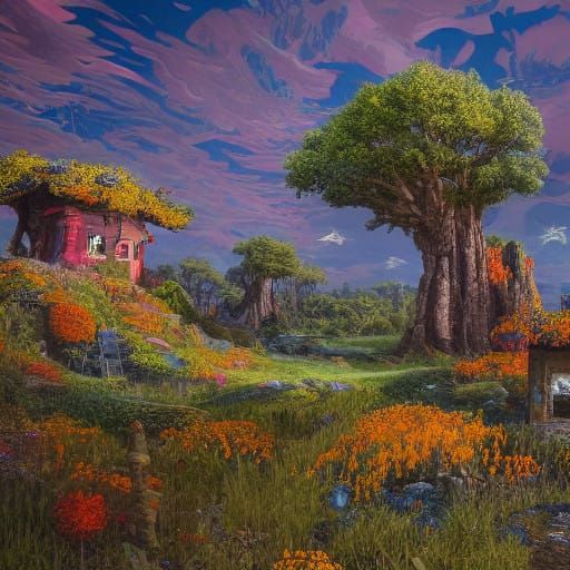 Ukrainian Mystic Landscape in Vibrant Matte Painting Style