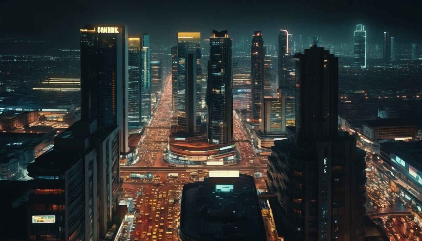 Lagos, Nigeria Cityscape from 3000 Feet in Vibrant Color