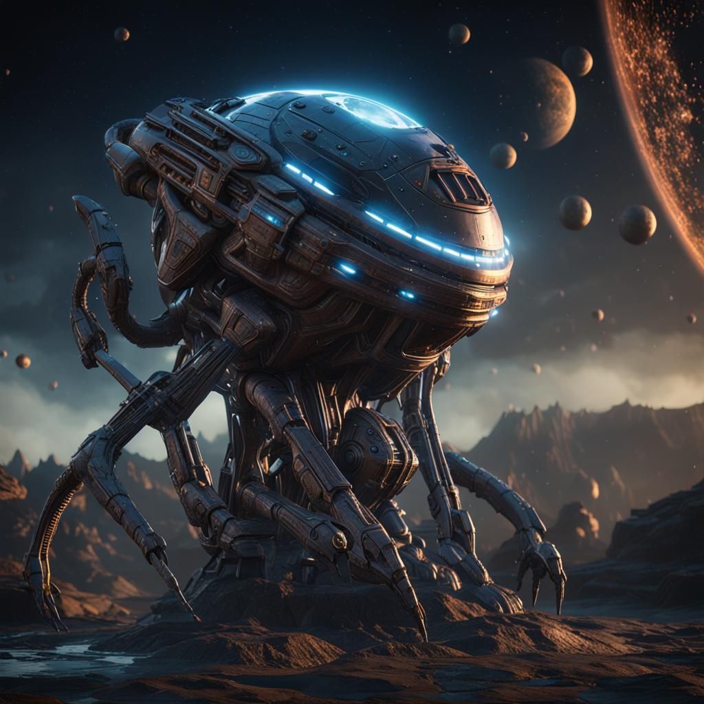 Epic Alien Spaceship in 3D Game Cinematic Style