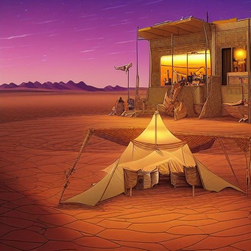Sahara Desert Hotel in Comic Book Art